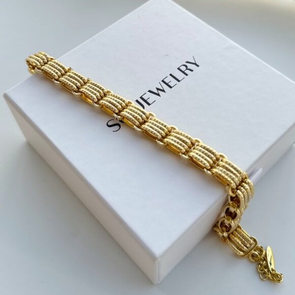 Chain Bracelet 14k Gold Plated Luxury Design - Picture 3 of 14